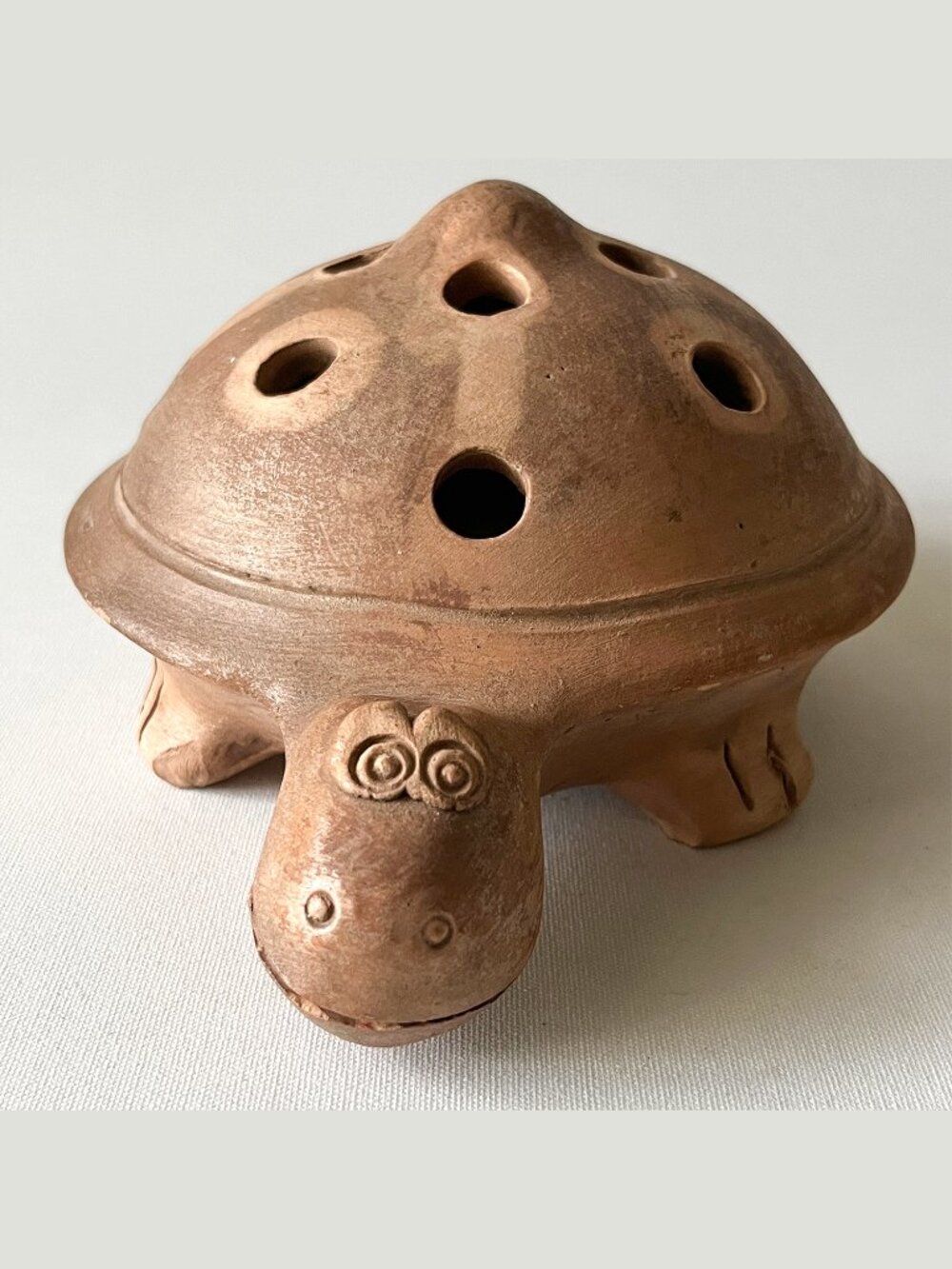 Vintage Terracotta Turtle Flower Frog Planter 12 Hole Pottery Incense Pen Holder